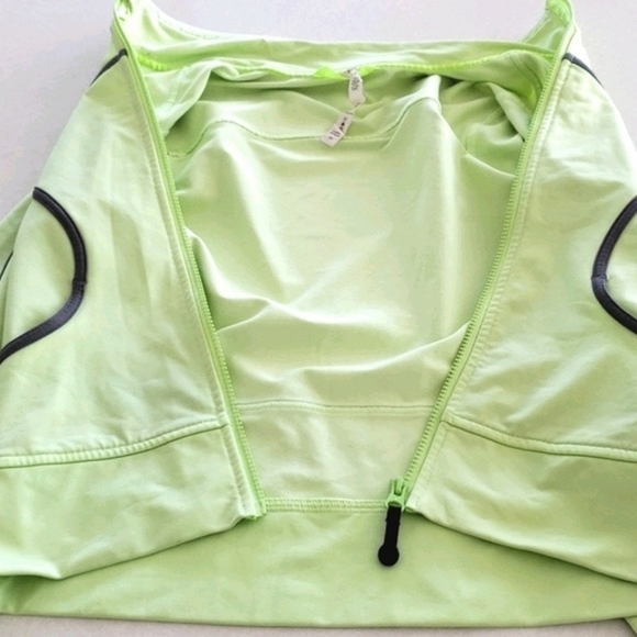 Lululemon Tracker Neon Lime Grey Piping Full  Zip Jacket Size 4 - Picture 11 of 14